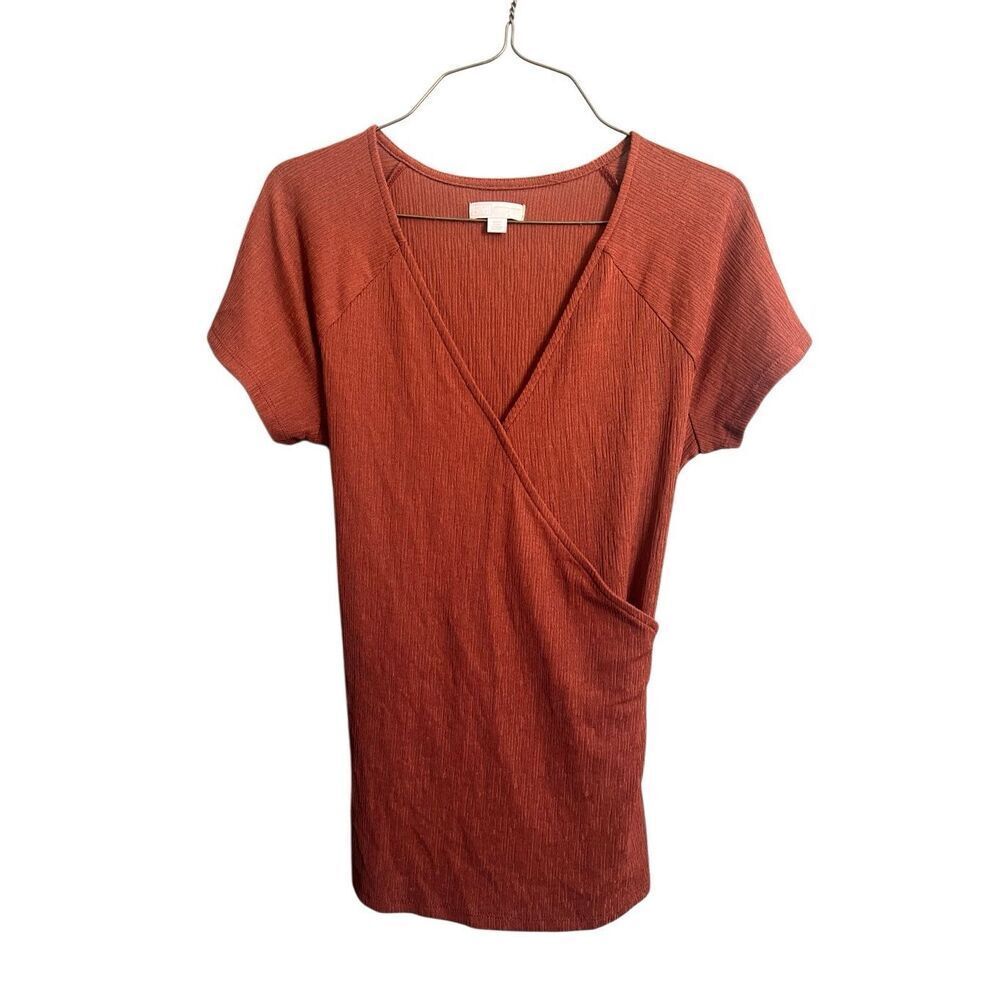 14th & Union Women's Size Small Red Faux Wrap Belted Short Sleeve Mini Dress